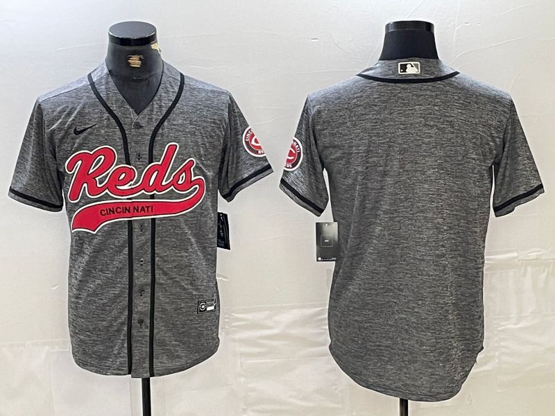 Men Cincinnati Reds Blank Grey Jointly 2024 Nike MLB Jersey style 1->youth mlb jersey->Youth Jersey